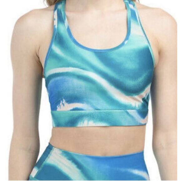 SPLITS59 SET - BLUE/GREEN TIE DYE GERI BRA TOP & LIV HIGH WAIST LEGGINGS - Picture 3 of 15